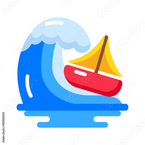 A flat style icon showing sinking