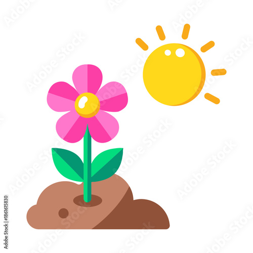 A flat style icon showing a flower