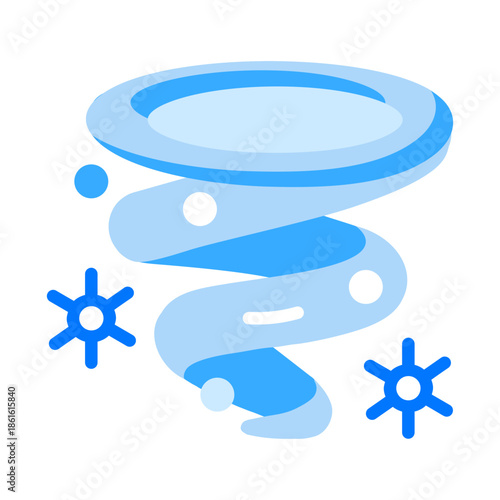 A flat style icon showing snow tornado