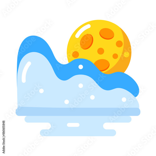 A flat style icon showing sea level