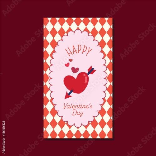 Vector layout Valentine story design for social media featuring romantic love themed elements sweet messages and modern layout suitable for Instagram stories posters and digital content