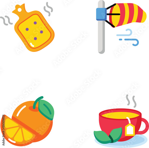 Set of Seasonal Activity Flat Style Icons