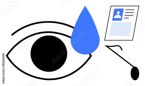 Identity verification concept. Identity verification through an eye, a symbolic drop, and an ID card ation. Identity focused on security and personal data. Ideal for cybersecurity, biometrics