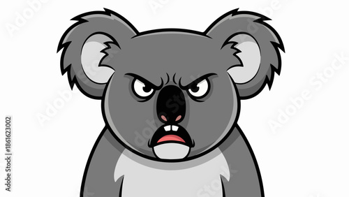 Detailed illustration of a koala with an expressive face showing irritation or displeasure