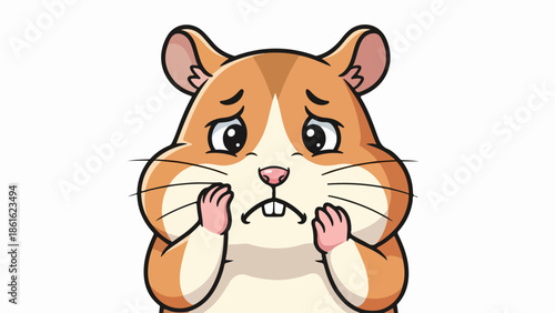 A small hamster with soft brown and white fur and expressive eyes