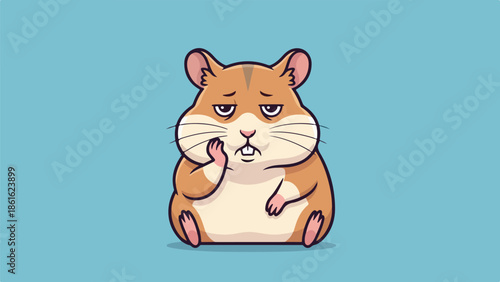 Charming hamster with light brown and white fur on a blue background