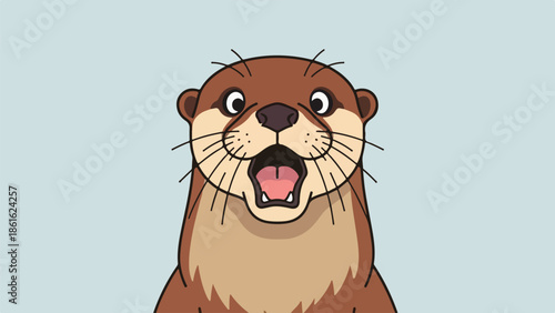 Close-up portrait of a playful otter with rich brown fur and expressive features