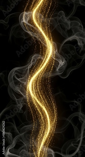 Golden Energy Stream - A Captivating Display of Light and Smoke.