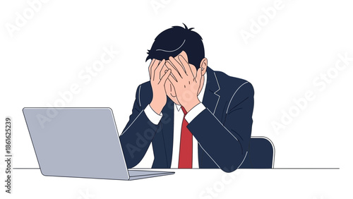Frustrated Businessman Facing Computer Problems