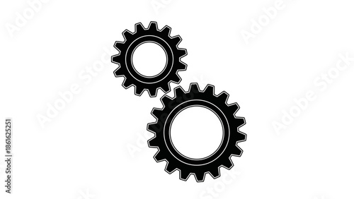Gears Interlocking, Mechanism Concept, Teamwork Symbol