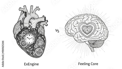 Heart vs Brain: Technology and Human Emotion Concept
