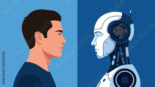 Human vs Robot: Artificial Intelligence Concept