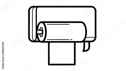 Toilet Paper Dispenser Icon, Cleanliness Symbol