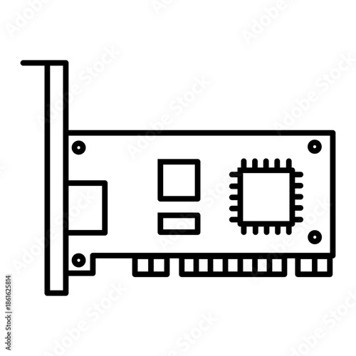 network card line icon with editable stroke