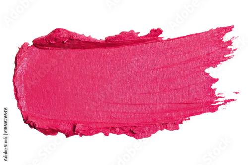Bright pink lipstick smear texture with visible brush strokes on black image