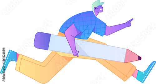 Figure holding a fountain pen writing, drawing, creating sketches, hand-drawn illustrations
