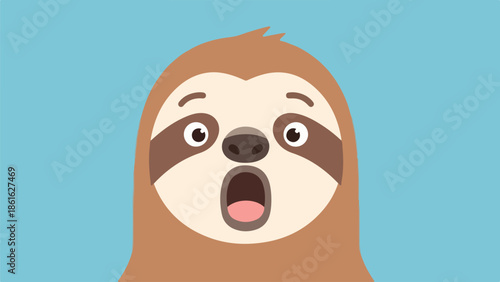Playful cartoon-style illustration of a sloth's face with expressive details