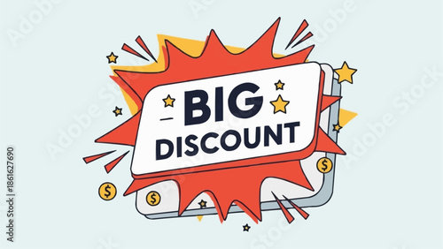 Big Discount Sale Offer with Stars and Coins.