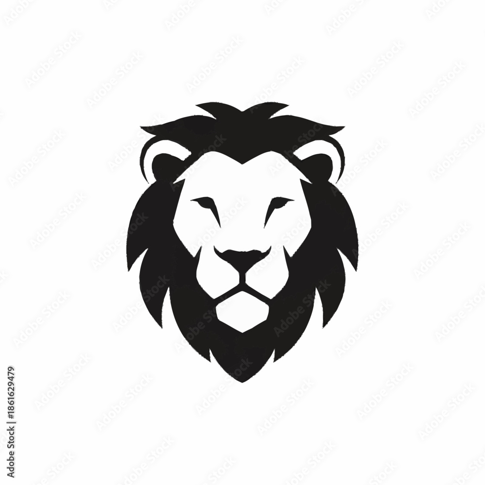 Obraz premium Black Lion Head Illustration Design Element.