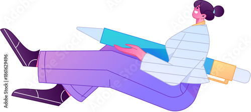 Figure holding a fountain pen writing, drawing, creating sketches, hand-drawn illustrations
