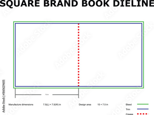 A graphic designer works on a brand book guideline with a square layout