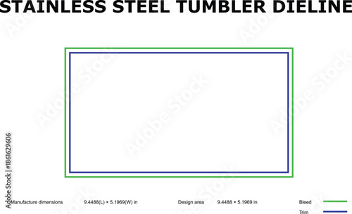 A stainless steel tumbler die line template on a clean white background