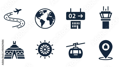 travel icons set