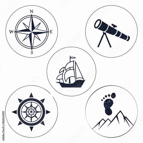 Exploration and Discovery Minimalist Abstract Symbols Set