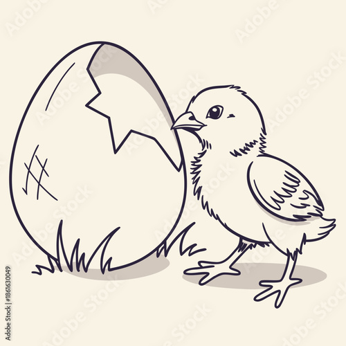 Minimalist Hatching Chick Vector Icon