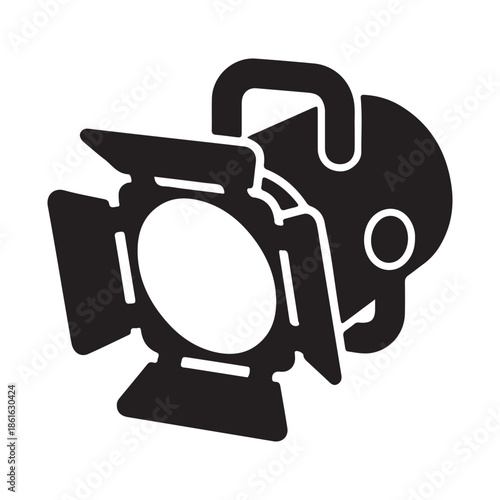 Black and White Spotlight Icon for Stage Lighting Design