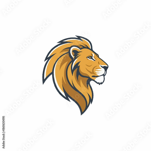 Lion Head Illustration with Flowing Mane.