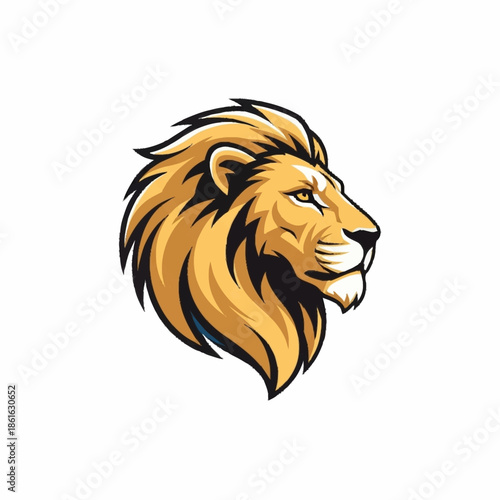 Lion Head Illustration with Golden Mane.