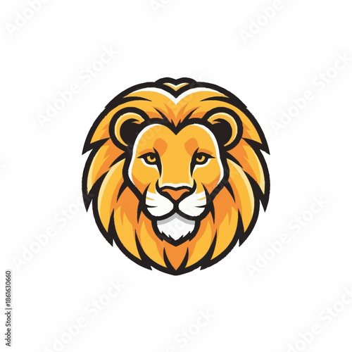 Lion Head Illustration with Golden Mane.