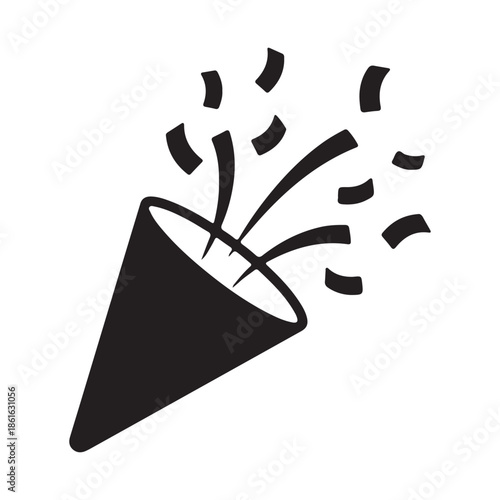 Celebration popper with confetti isolated on transparent background