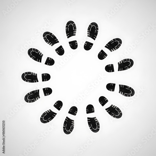Footprint Circle - A Circular Arrangement of Shoe Prints.