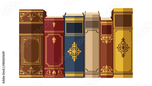 Classic decorative books with vintage ornamental covers