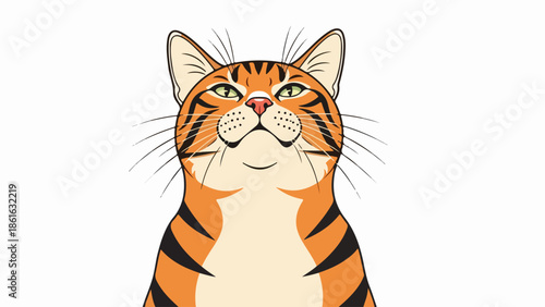 Striking orange tabby cat with vivid green eyes and bold black stripes