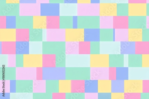 Pastel Geometric Block Pattern Background in Soft Color Palette