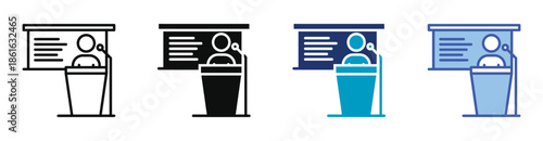 Public Speaking Icon Set Consisting Of Multiple Styles Vector Illustration