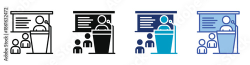 Presentation Skill Icon Set Consisting Of Multiple Styles Vector Illustration