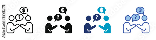 Negotiation Icon Set Consisting Of Multiple Styles Vector Illustration