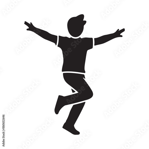 Silhouette of a person dancing joyfully with arms outstretched