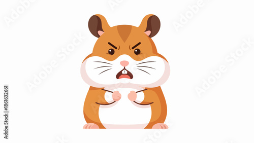 Illustration of a hamster with light brown fur, white belly, and expressive features
