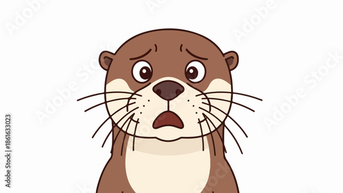 Playful cartoon otter portrait with expressive face and soft brown fur
