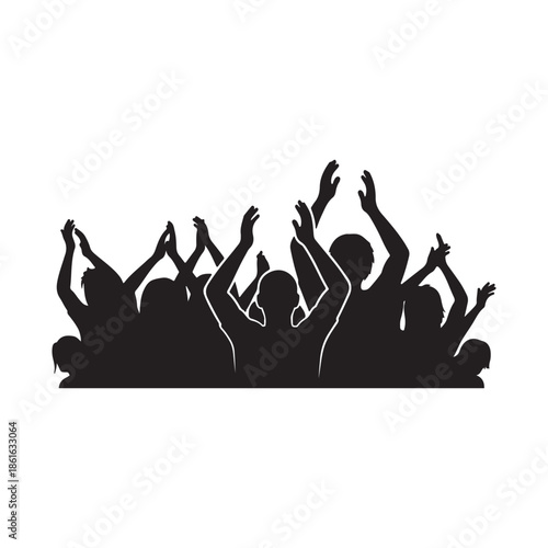 Silhouette of Crowd Cheering at Event Celebration or Concert