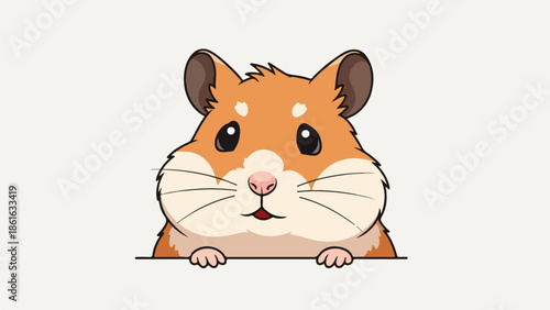 Charming hamster illustration with brown fur and cream belly peeking over a surface