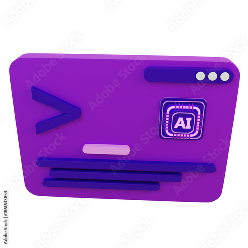 ai-code-programing-tecnology-icon-3d