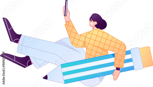 Figure holding a fountain pen writing, drawing, creating sketches, hand-drawn illustrations
