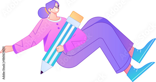 Figure holding a fountain pen writing, drawing, creating sketches, hand-drawn illustrations
