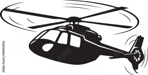 Helicopter Silhouette Isolated on White Background – Military and Rescue Aircraft Vector